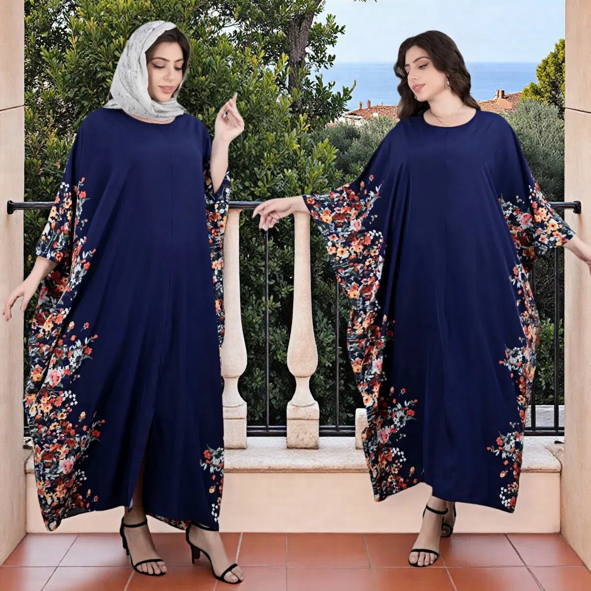 Middle East Muslim Women's Skirt Arab Floral Loose Robe (Imported)