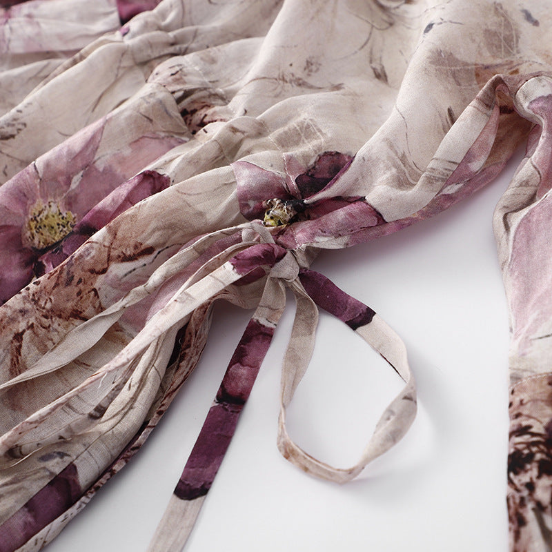 कलात्मक रेट्रो आधी लंबाई आस्तीन पोशाक महिलाओं