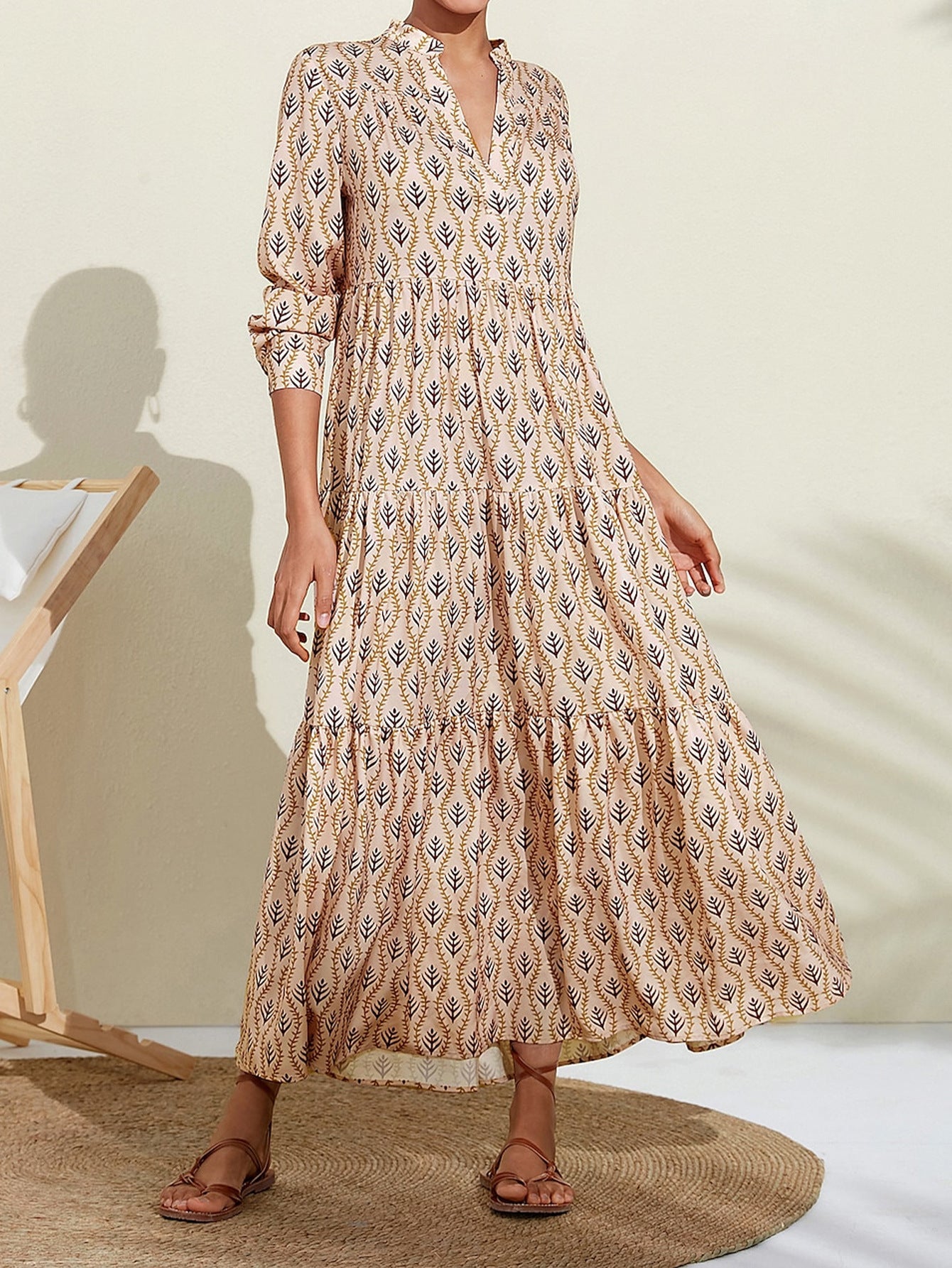 Women's Fashion Personalized Printed Long Sleeve Dress (Imported)