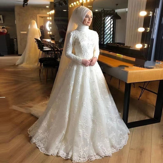 Long Sleeve White Dignified Wedding Dress (Imported)