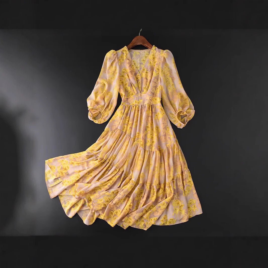 Waist Slimming Light Luxury Floral Skirt Children (Imported)