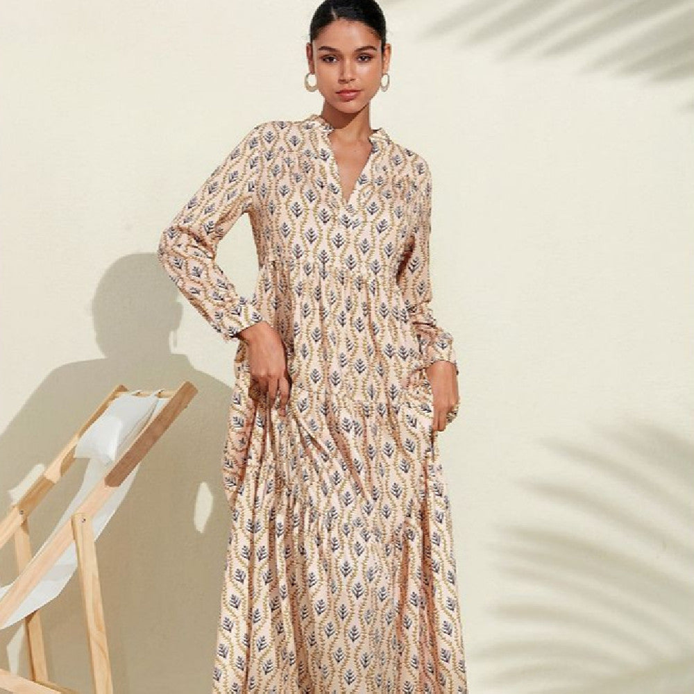 Women's Fashion Personalized Printed Long Sleeve Dress (Imported)