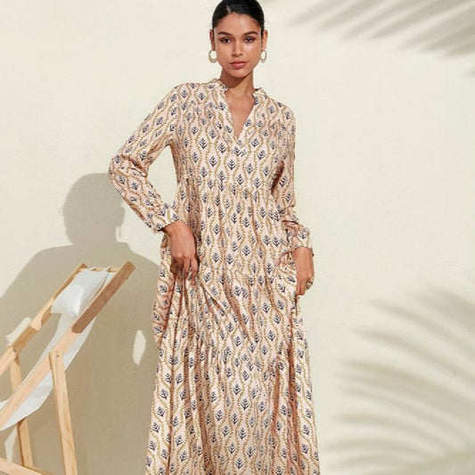 Women's Fashion Personalized Printed Long Sleeve Dress (Imported)