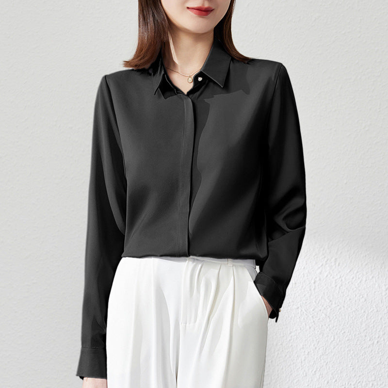 Graceful Satin Top OL Business Clothing Shirt For Women